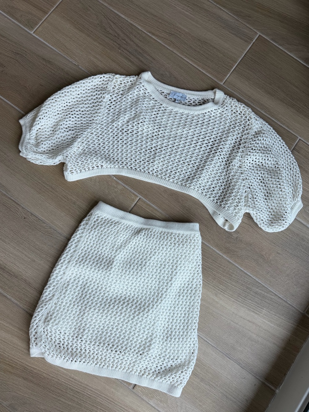 Sabo Skirt Ivory Crochet Knit Set - Picture 4 of 6